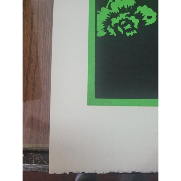 C.S. Shawver Beautiful Green Floral Black Background Art Lithograph Print 7/90 - Picture 3 of 6